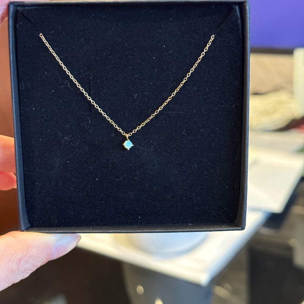 Catbird Gold and Blue Necklace with Delicate Gemstone